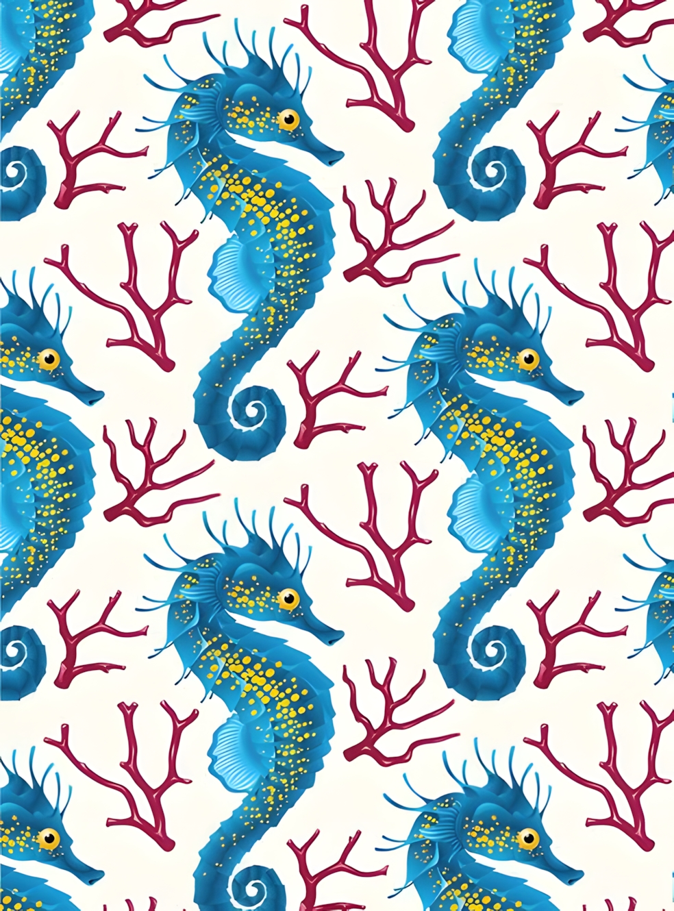 Seahorse Blue Roller Blind