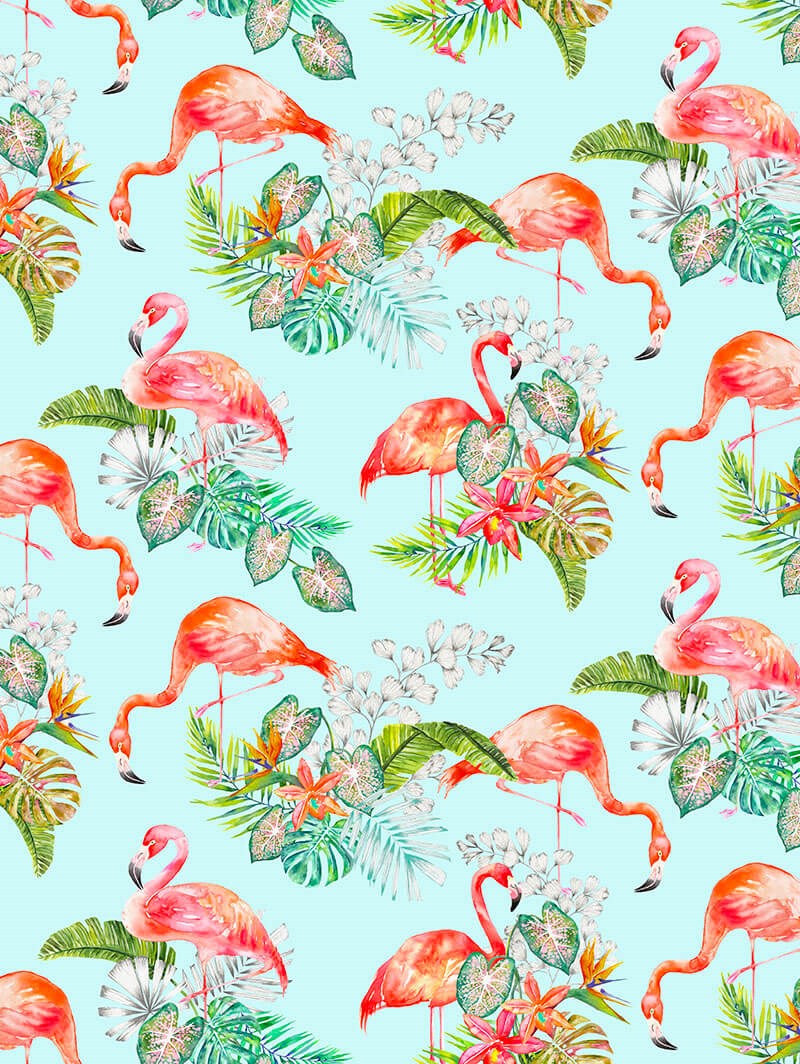 Tropical Flamingo Sky Floral Roller Blind