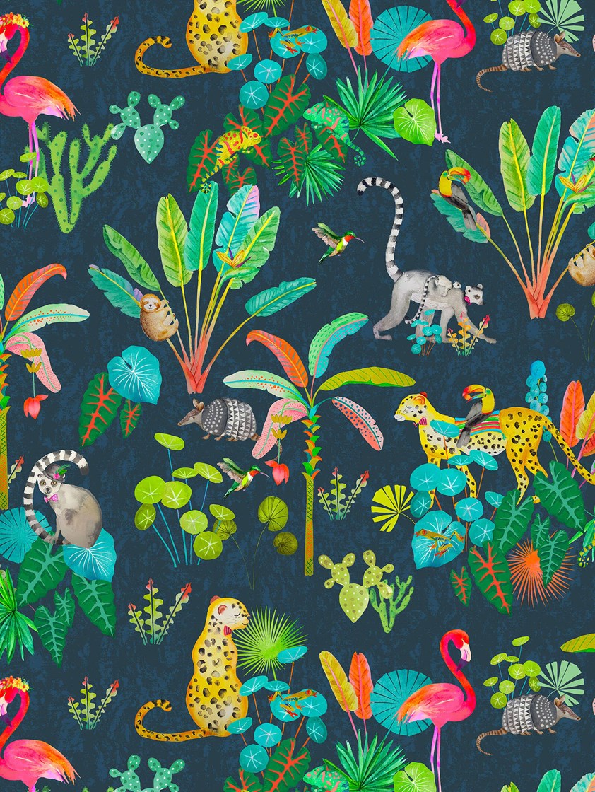 Jungle Jamboree Navy Childrens Roller Blind