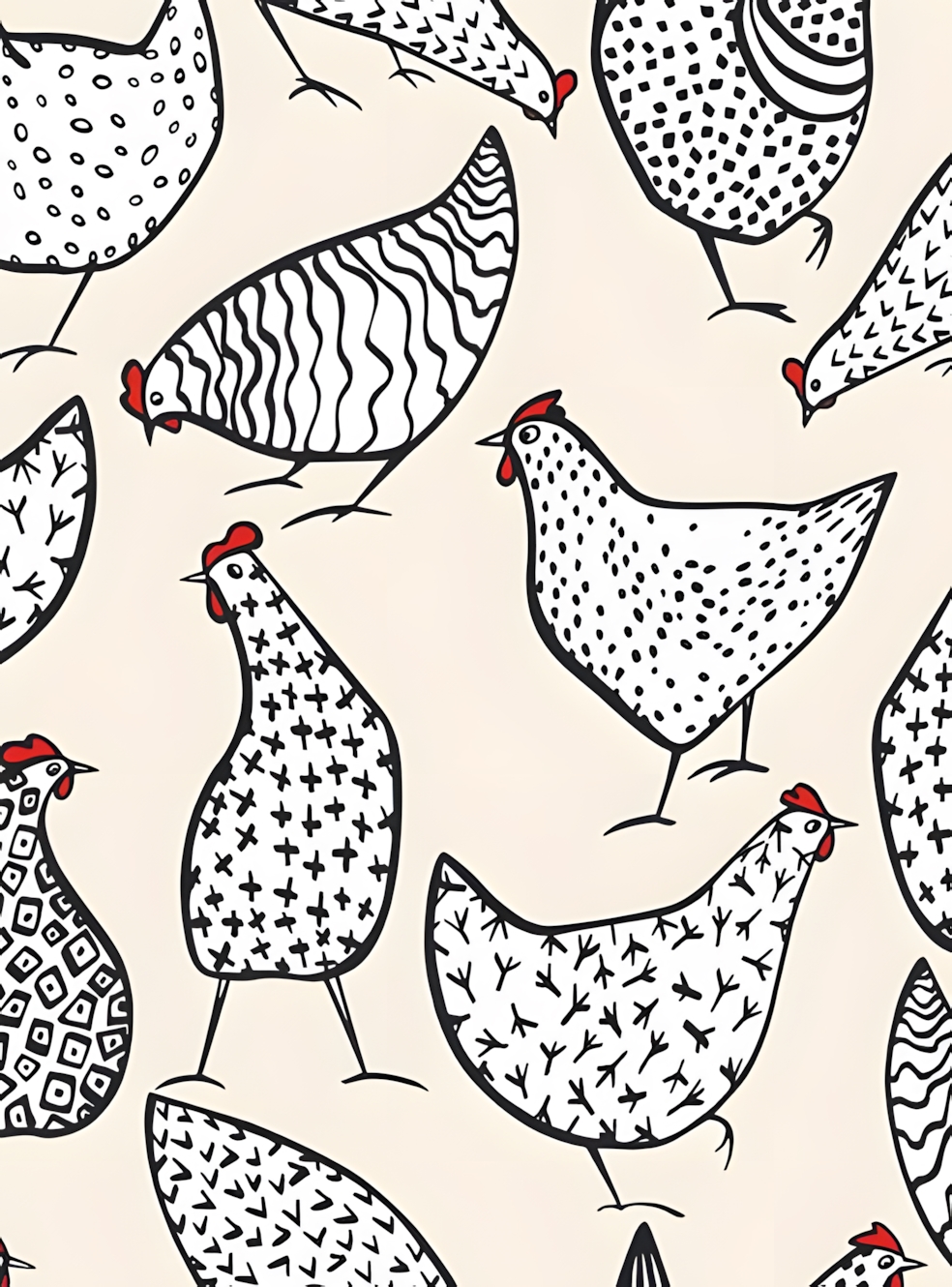 Chickens Cream Roller Blind