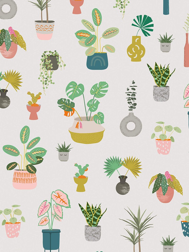 Houseplants Natural Roller Blind