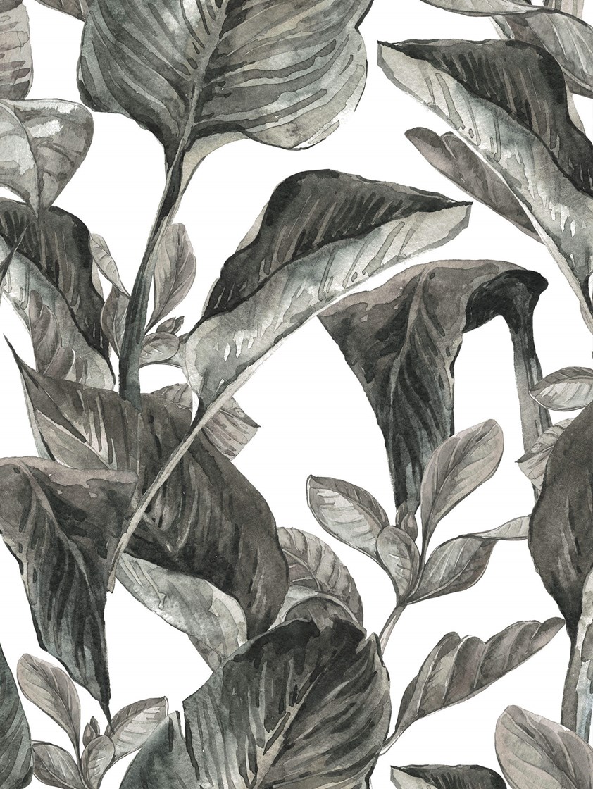 Jungle Leaves Smoke Grey Roller Blind