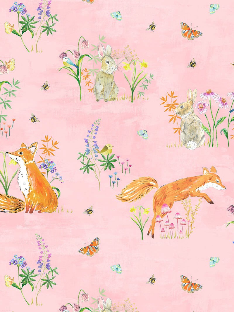 Spring Woodland Blush Childrens Roller Blind