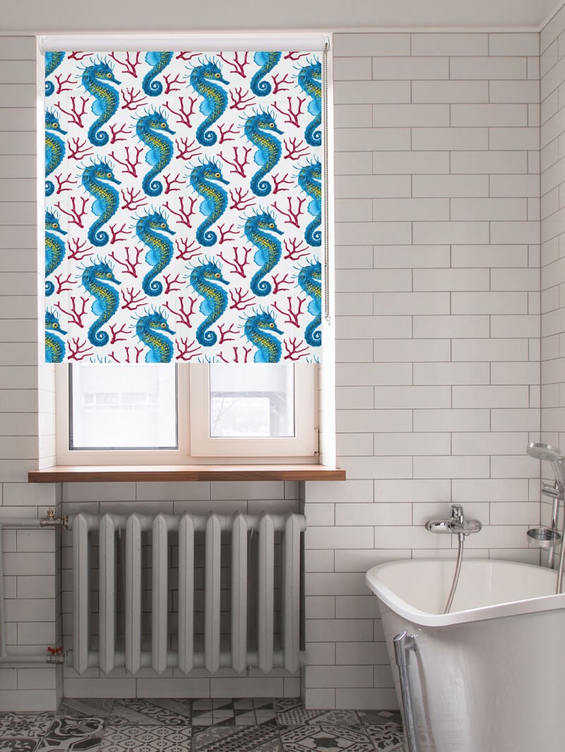 Seahorse Blue Roller Blind