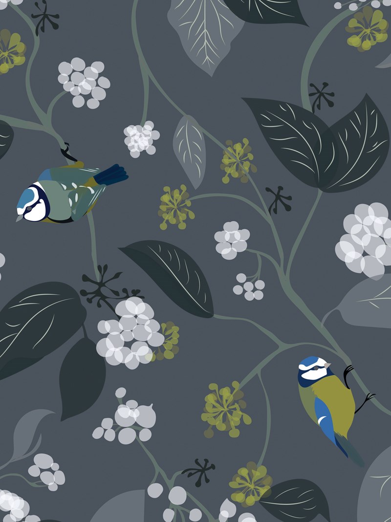 Spring Ivy Slate Roller Blind by Lorna Syson