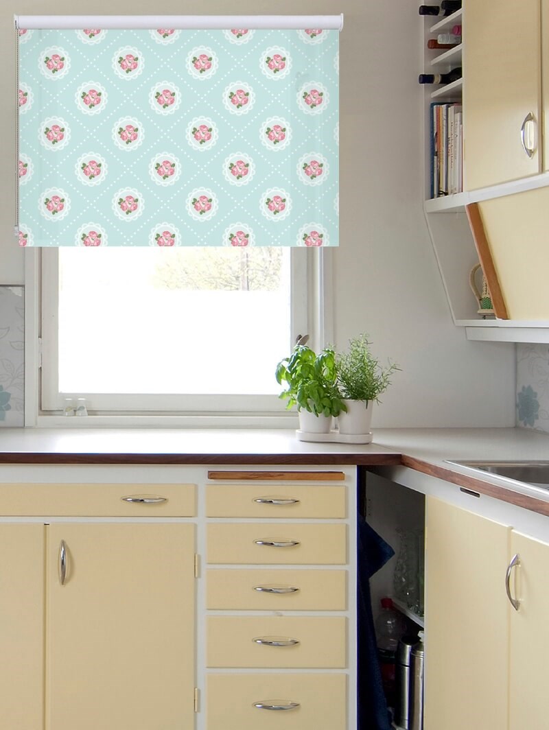 Tea Table Duckegg Roller Blind