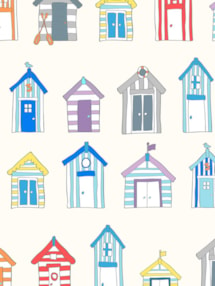 Beach Huts Multi Seaside Roller Blind