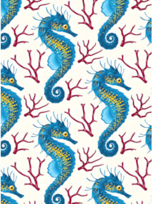 Seahorse Blue Roller Blind