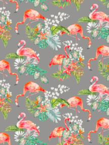 Tropical Flamingo Charcoal Floral Roller Blind