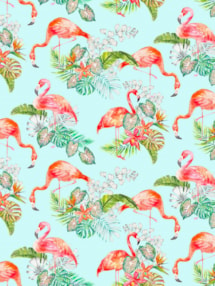 Tropical Flamingo Sky Floral Roller Blind