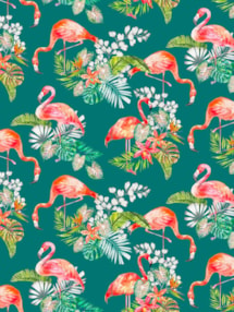 Tropical Flamingo Teal Floral Roller Blind