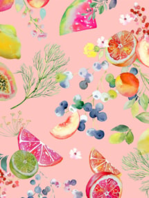 Tutti Frutti Blush Pink Floral Fruit Print Roller Blind