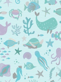 Under The Sea Sky Cordless Spring Loaded Roller Blind