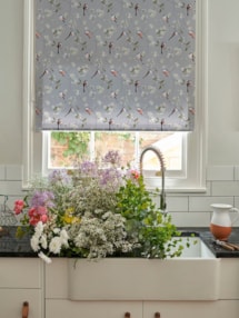 Blossom & Bird Grey Roller Blind by Lorna Syson