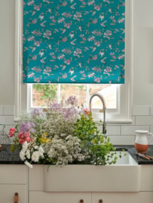 Hummingbird Teal Roller Blind by Lorna Syson