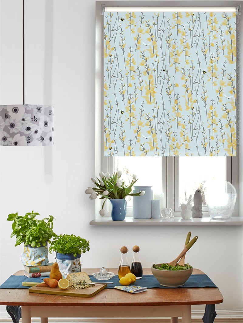 Broom and Bee Sky Roller Blind by Lorna Syson