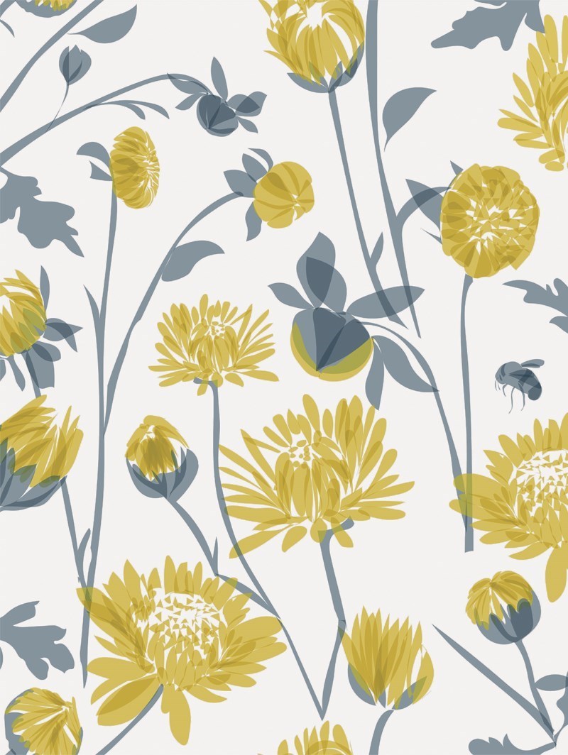 Chrysanthemum Roller Blind by Lorna Syson