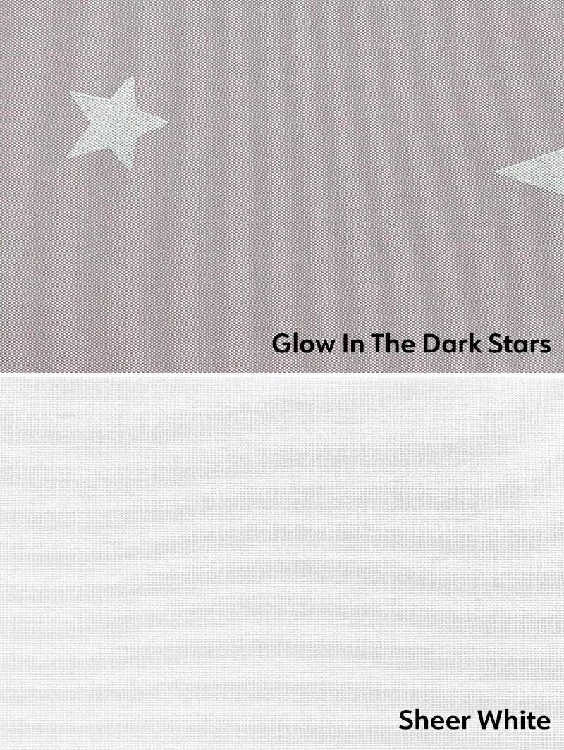 Blackout Glow In The Dark Stars and Sheer White Double Roller Blind