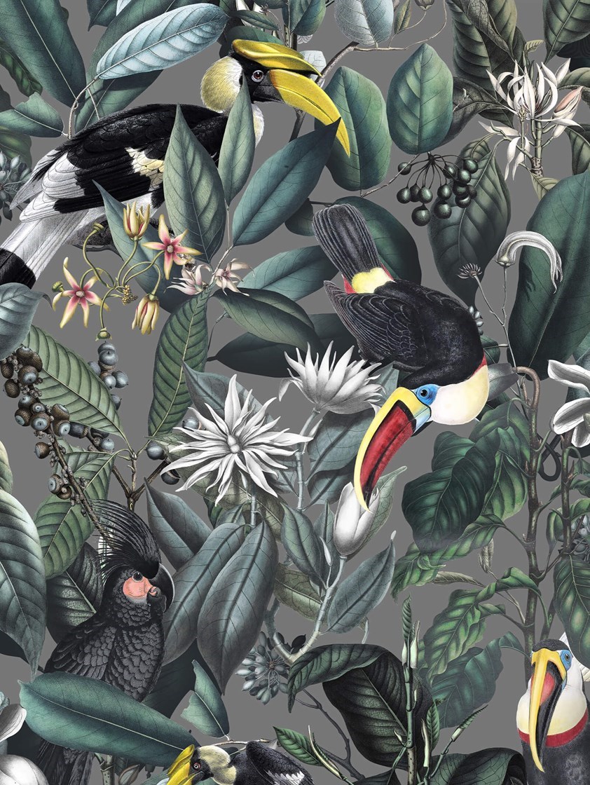 NeoTropical Slate Jungle Roller Blind