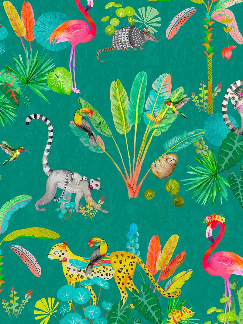 Jungle Jamboree Aqua Childrens Roller Blind