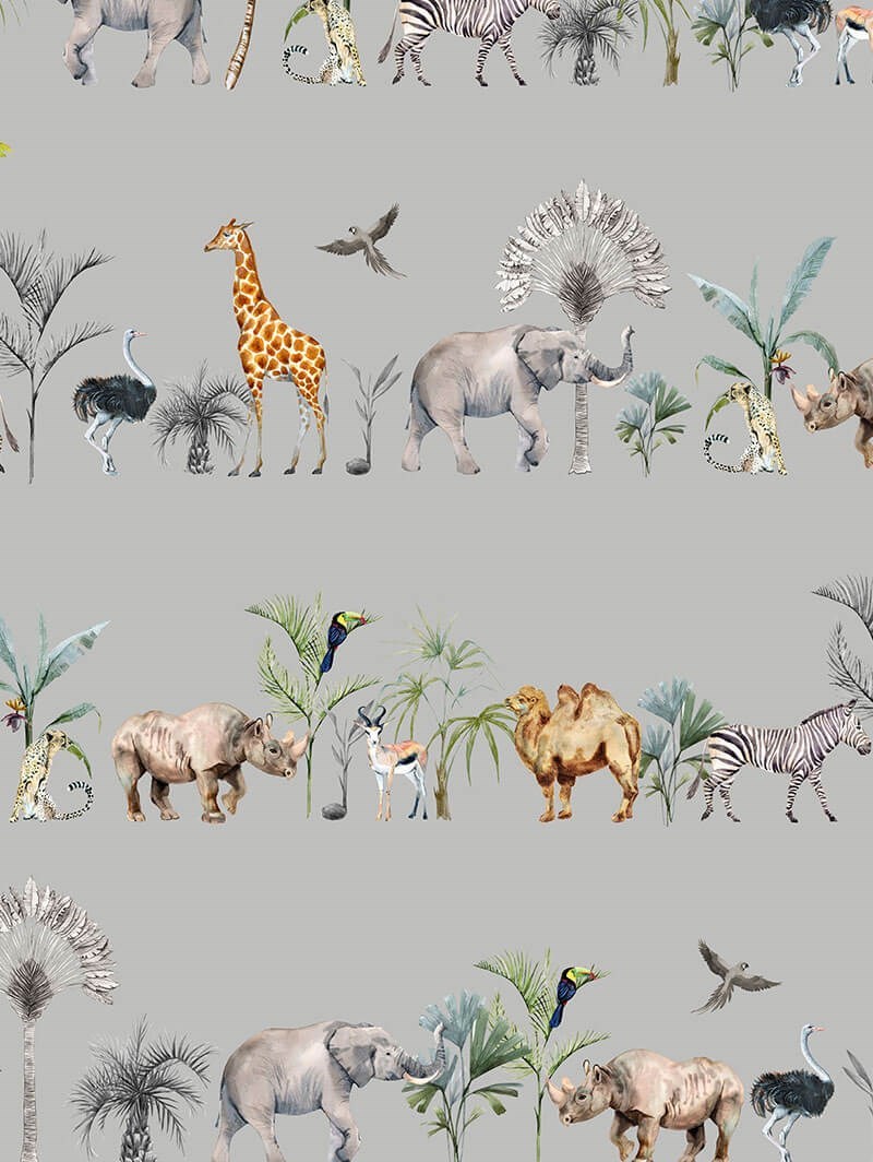 Kalahari Slate Safari Animal Childrens Roller Blind