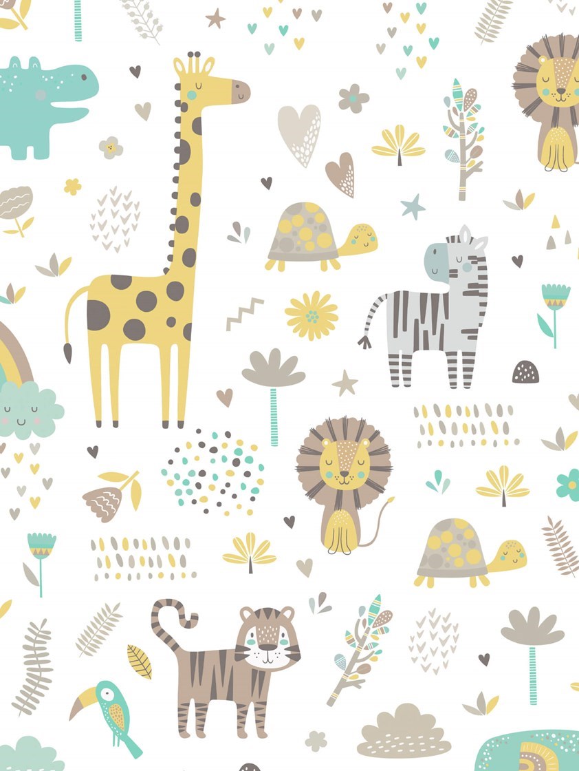 Happy Jungle Lemon Childrens Roller Blind