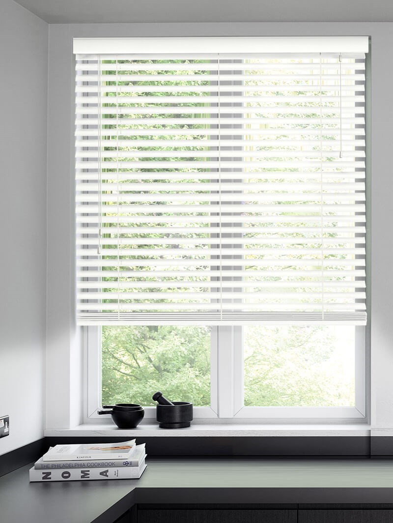 Clean White Faux Wood Venetian Blind