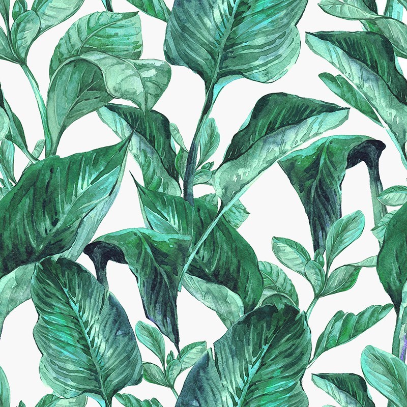 Jungle Leaves Aqua Floral Roller Blind