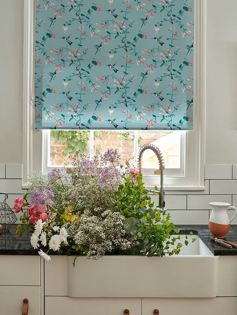 Hummingbird Mint Roller Blind by Lorna Syson