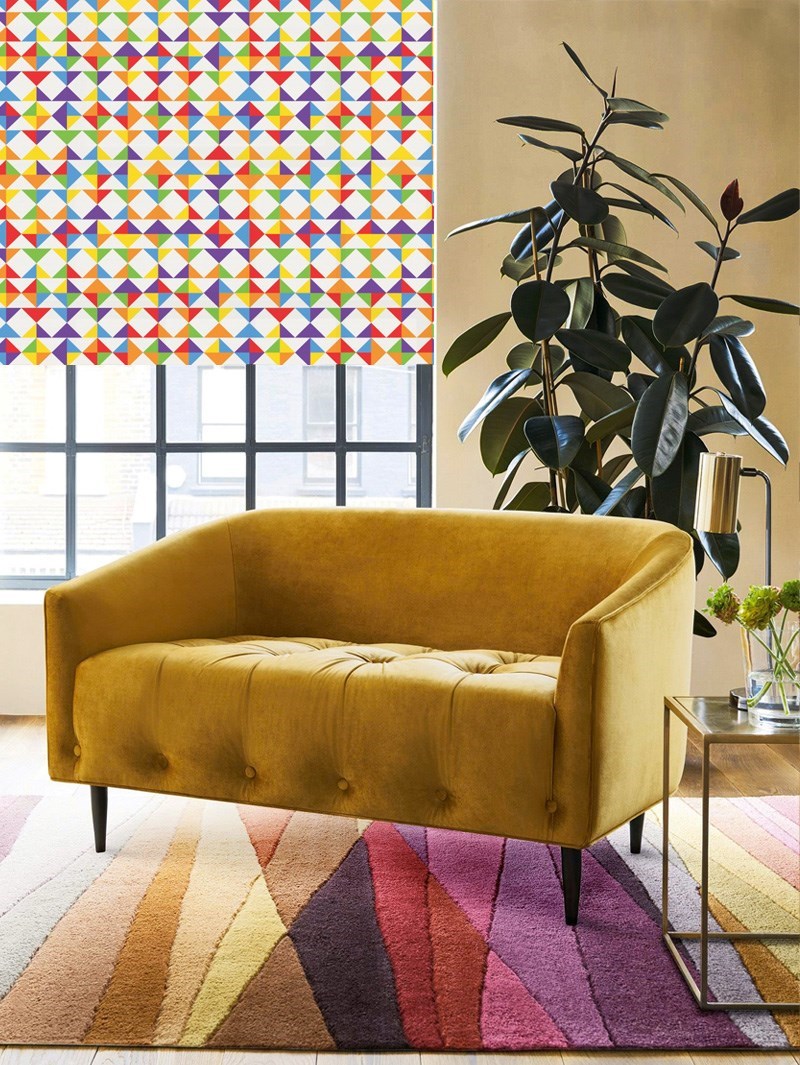 Rainbow Blocks Geometric Roller Blind