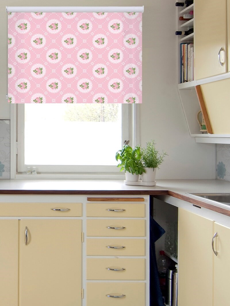 Tea Table Pink Roller Blind