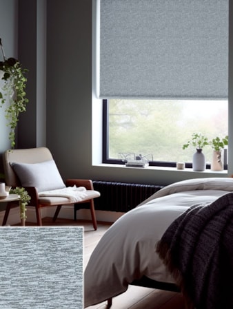 Amsterdam Grey Blue Blackout Thermal Roller Blind