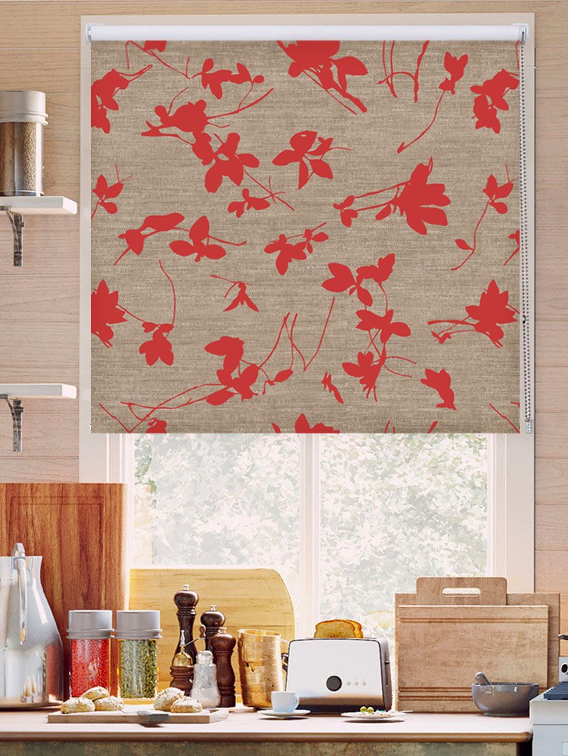 Arya Scarlet Floral Roller Blind