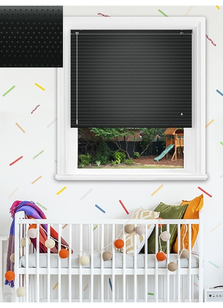 Black Perforated 25mm Aluminium Venetian Blind