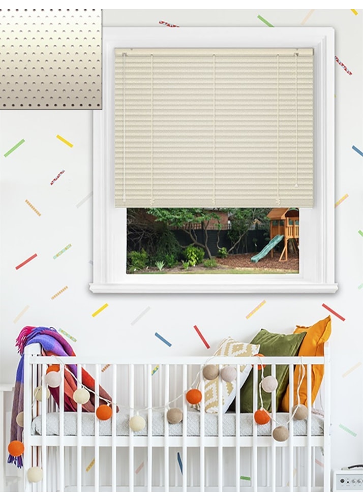 Cream Perforated 25mm Aluminium Venetian Blind