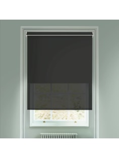 Black and Black 3% Sunscreen Electric Double Roller Blind