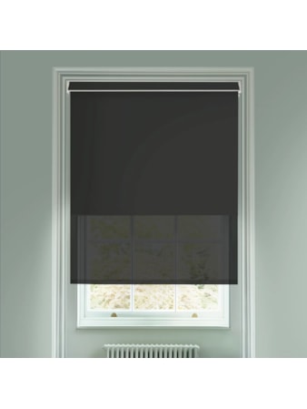 Black and Black 3% Sunscreen Electric Double Roller Blind