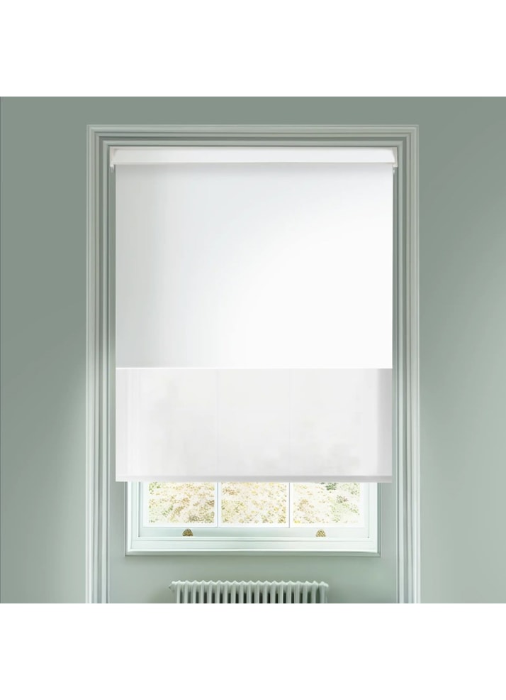 Blackout Bright White and Sheer White Electric Double Roller Blind