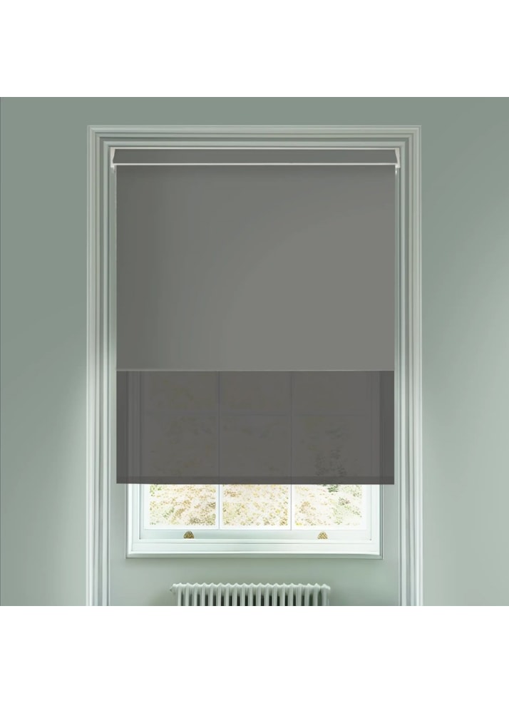 Blackout Elegant Grey and Sheer Dark Grey Electric Double Roller Blind