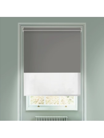 Blackout Elegant Grey and Sheer White Electric Double Roller Blind