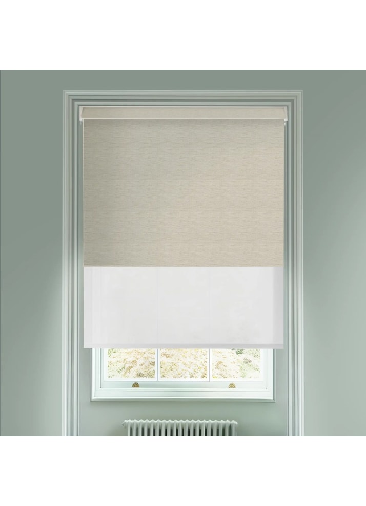 Blackout Grey Linen and Sheer Metal Electric Double Roller Blind