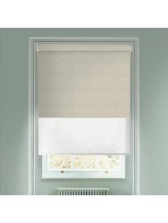 Blackout Grey Linen and Sheer White Electric Double Roller Blind