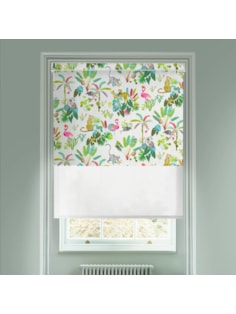 Blackout Jungle Jamboree Natural and Sheer White Electric Double Roller Blind