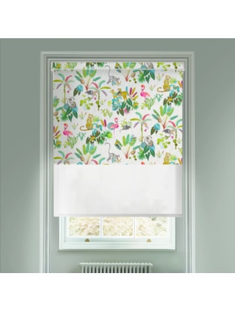 Blackout Jungle Jamboree Natural and Sheer White Electric Double Roller Blind