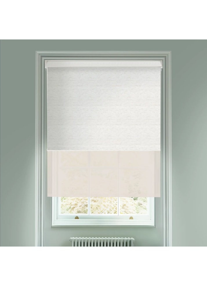 Blackout Linen and Sheer Cream Electric Double Roller Blind