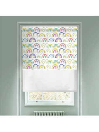 Blackout Over The Rainbow Multi and Sheer White Electric Double Roller Blind