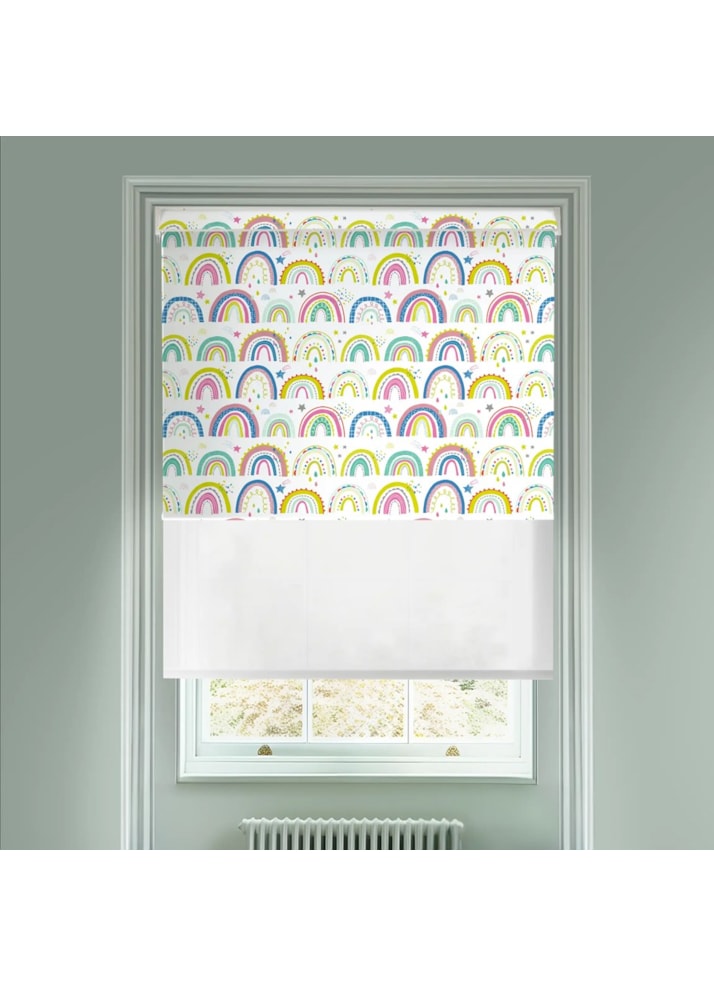 Blackout Over The Rainbow Multi and Sheer White Electric Double Roller Blind