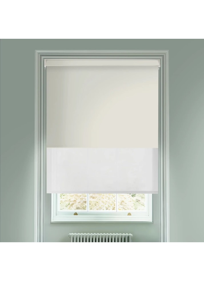 Blackout Pale Grey and Sheer Metal Electric Double Roller Blind