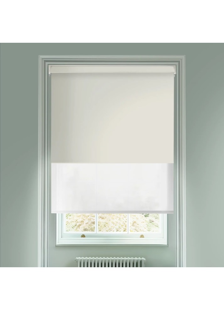 Blackout Pale Grey and Sheer White Electric Double Roller Blind