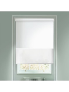 Blackout Rice White and Sheer White Electric Double Roller Blind